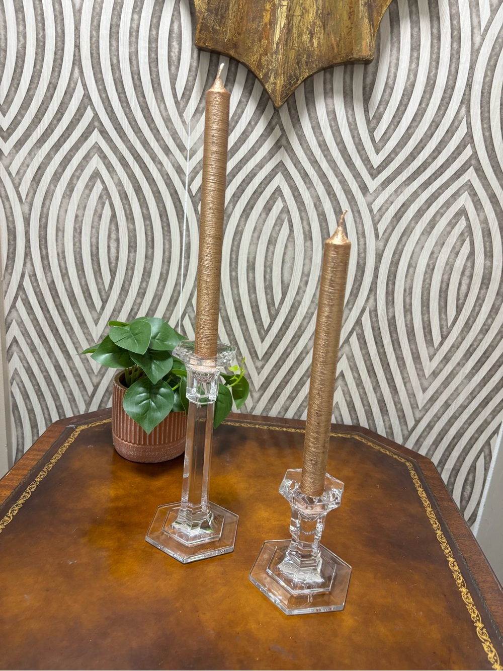 Two beautiful crystal glass Miller Rogaska candle sticks